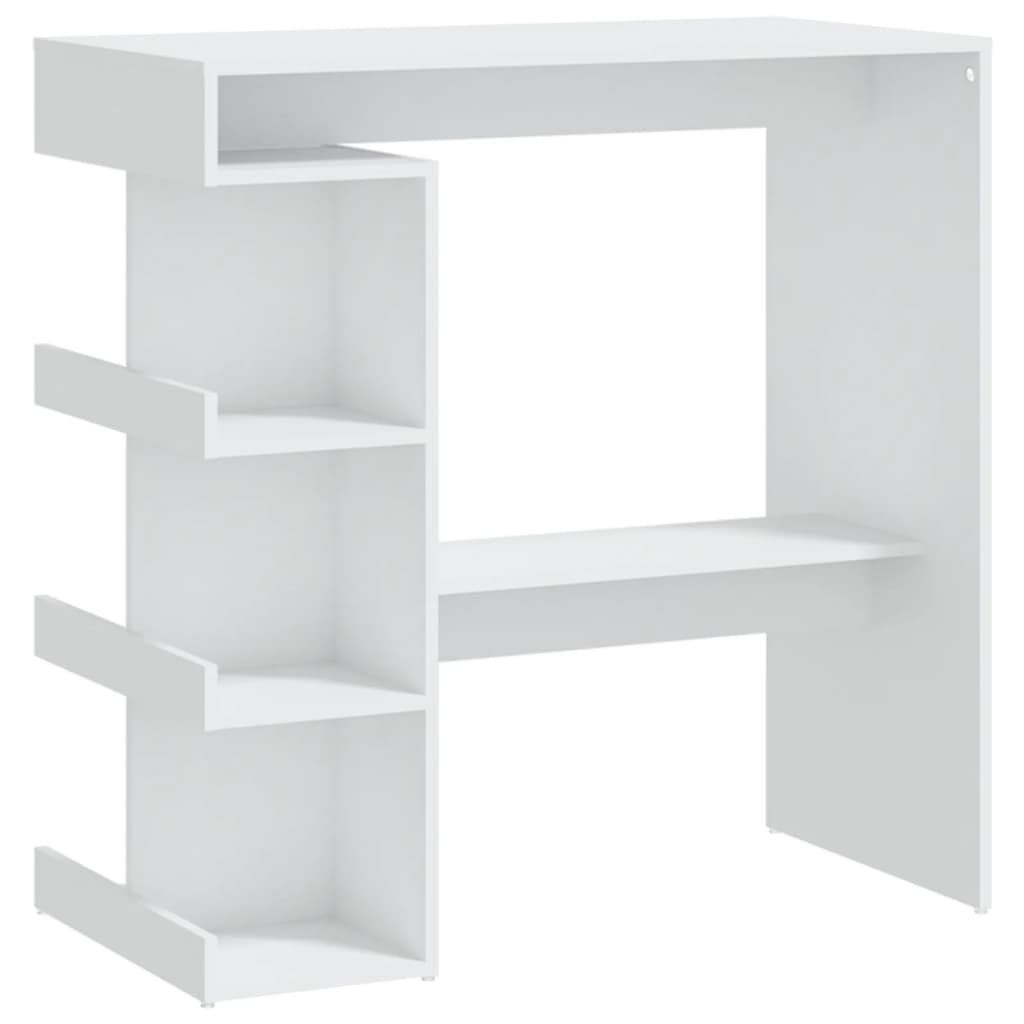 Image of vidaXL Bar Table with Storage Rack White 100x50x101.5 cm Engineered Wood