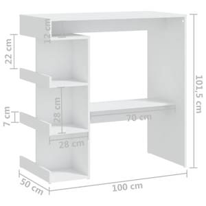 Barový stůl s úložným regálem bílý 100 x 50 x 101,5 cm kompozit - obrázek 7