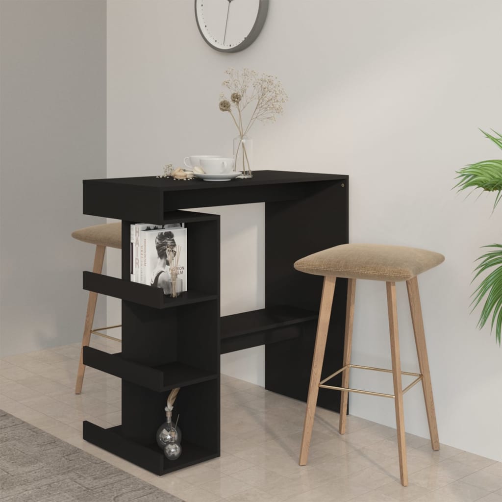 Barový stolík s úložným regálom čierny 100x50x101,5 cm drevotrieska