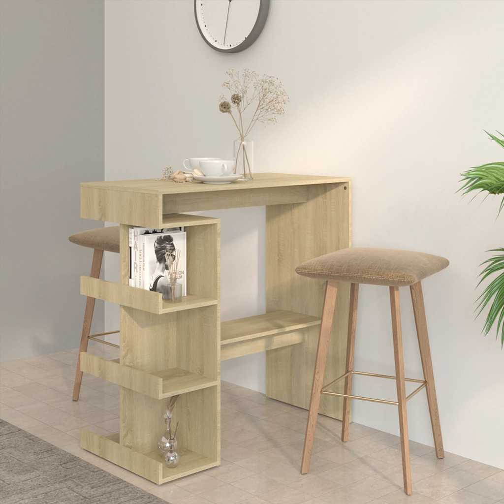 vidaXL Stolik barowy z p�kami, d�b sonoma, 100x50x101,5 cm