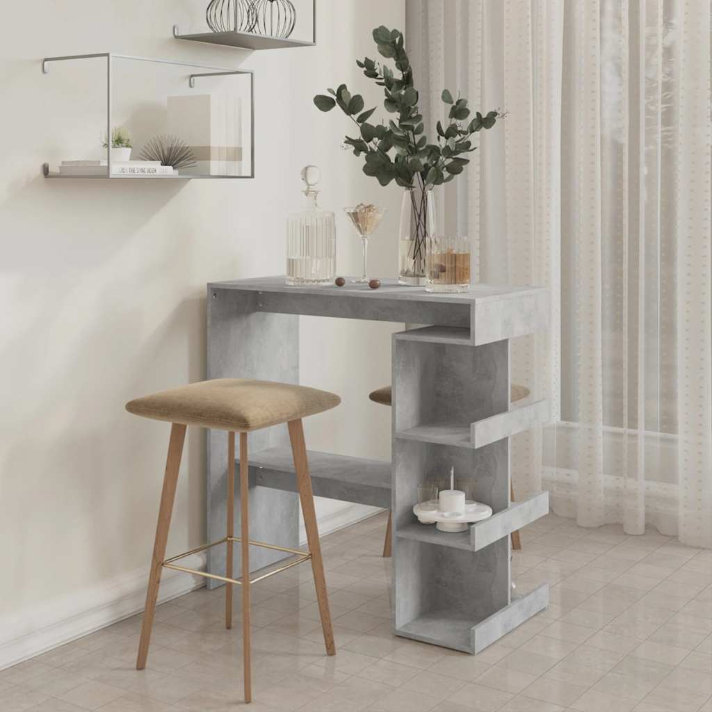 

vidaXL Bartafel met opbergrek 100x50x101,5 cm spaanplaat betongrijs