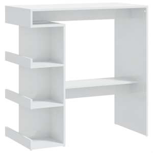 Barový stůl s úložným regálem bílý vysoký lesk 100x50x101,5 cm - obrázek 2