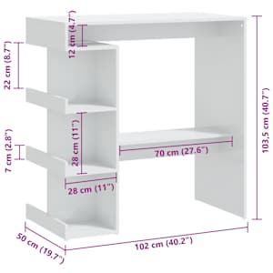 Barový stůl s úložným regálem bílý vysoký lesk 100x50x101,5 cm - obrázek 7