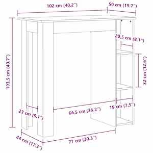 Barový stůl s regálem betonově šedý 102x50x103,5 cm kompozit - obrázek 7