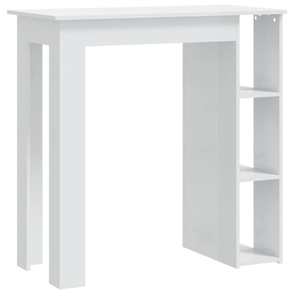vidaXL baarilaud riiuliga, k&otilde;rgl&auml;ikega valge 102x50x103,5 cm tehispuit