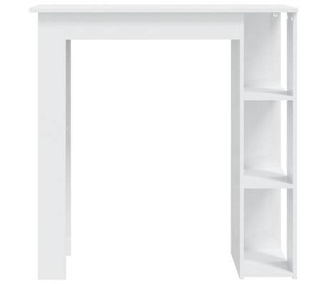 vidaXL Barbord med hylle h&oslash;yglans hvit 102x50x103,5 cm konstruert tre