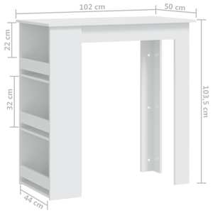 Barový stůl s úložným regálem bílý 102 x 50 x 103,5 cm kompozit - obrázek 7