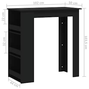 Barový stůl s úložným regálem černý 102x50x103,5 cm kompozit - obrázek 7
