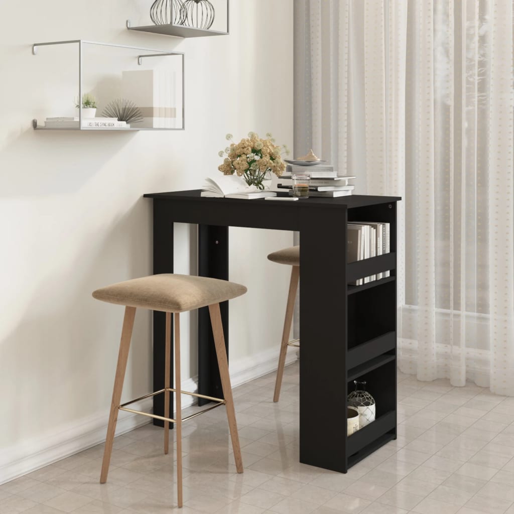 vidaXL Table de bar avec rangement Noir 102x50x103,5 cm Aggloméré