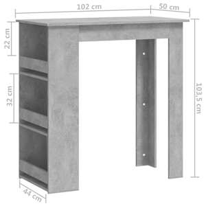 Barový stůl s úložným regálem betonově šedý 102 x 50 x 103,5 cm - obrázek 7