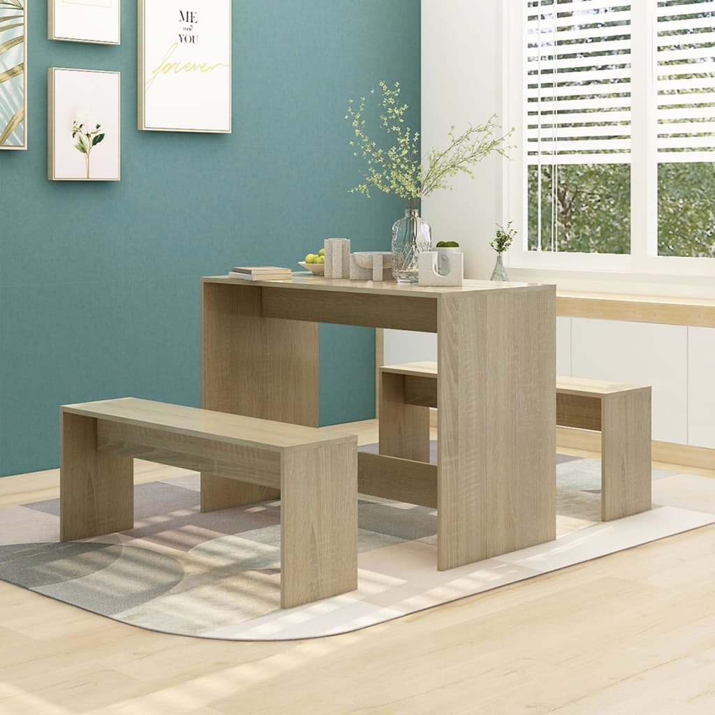 Dining Set 3 Piece Chipboard Kitchen Dining Table & Chair Multi Colours vidaXL