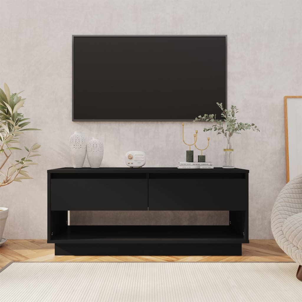 vidaXL Szafka pod TV, czarna, 102x41x44 cm, materia drewnopochodny