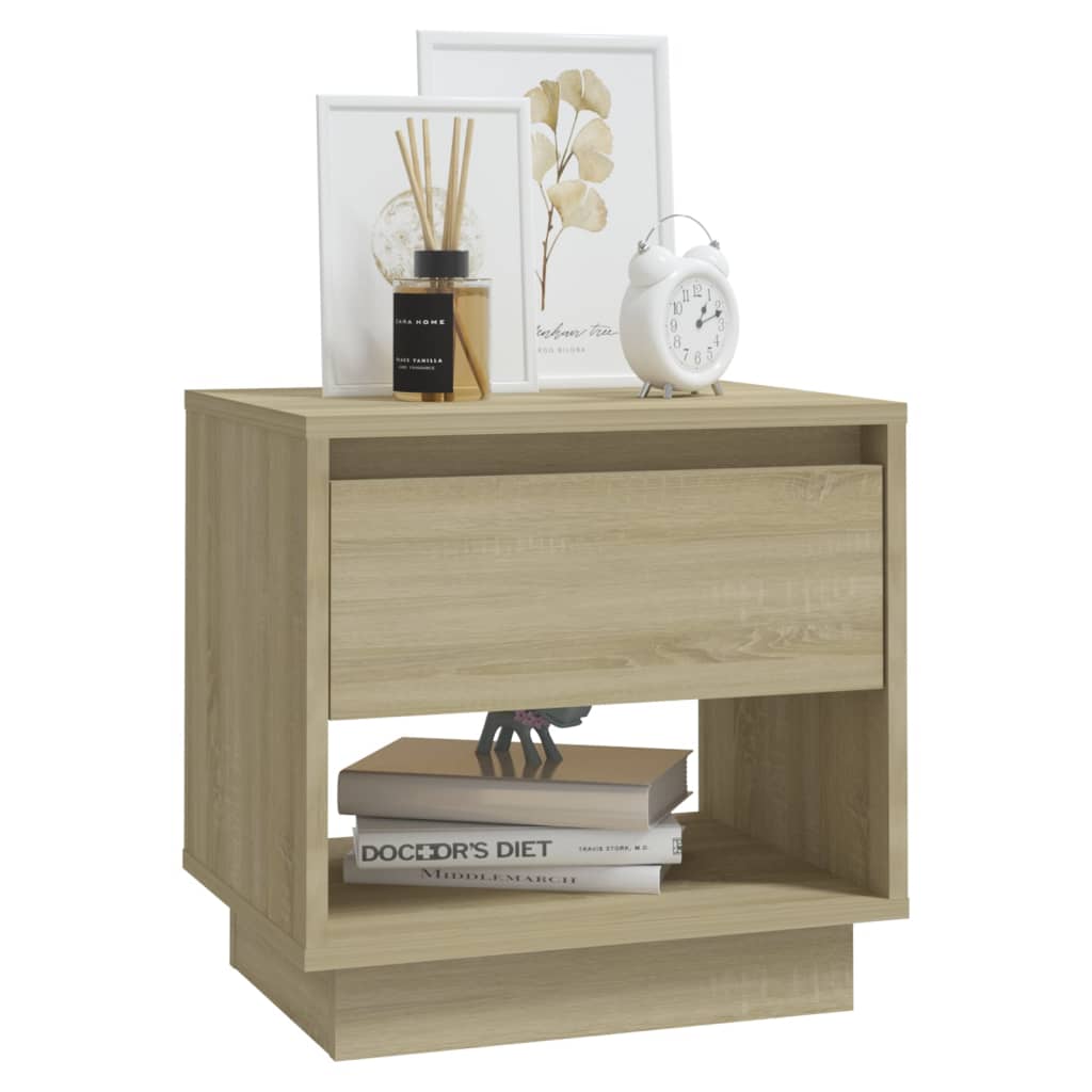 vidaXL Nachtkastje 45x34x44 cm bewerkt hout sonoma eikenkleurig afbeelding