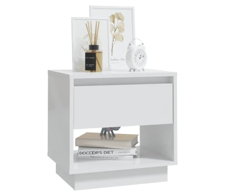 vidaXL Bedside Cabinet High Gloss White 45x34x44 cm Engineered Wood