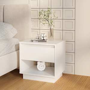 Noční stolek bílý s vysokým leskem 45 x 34 x 44 cm dřevotříska