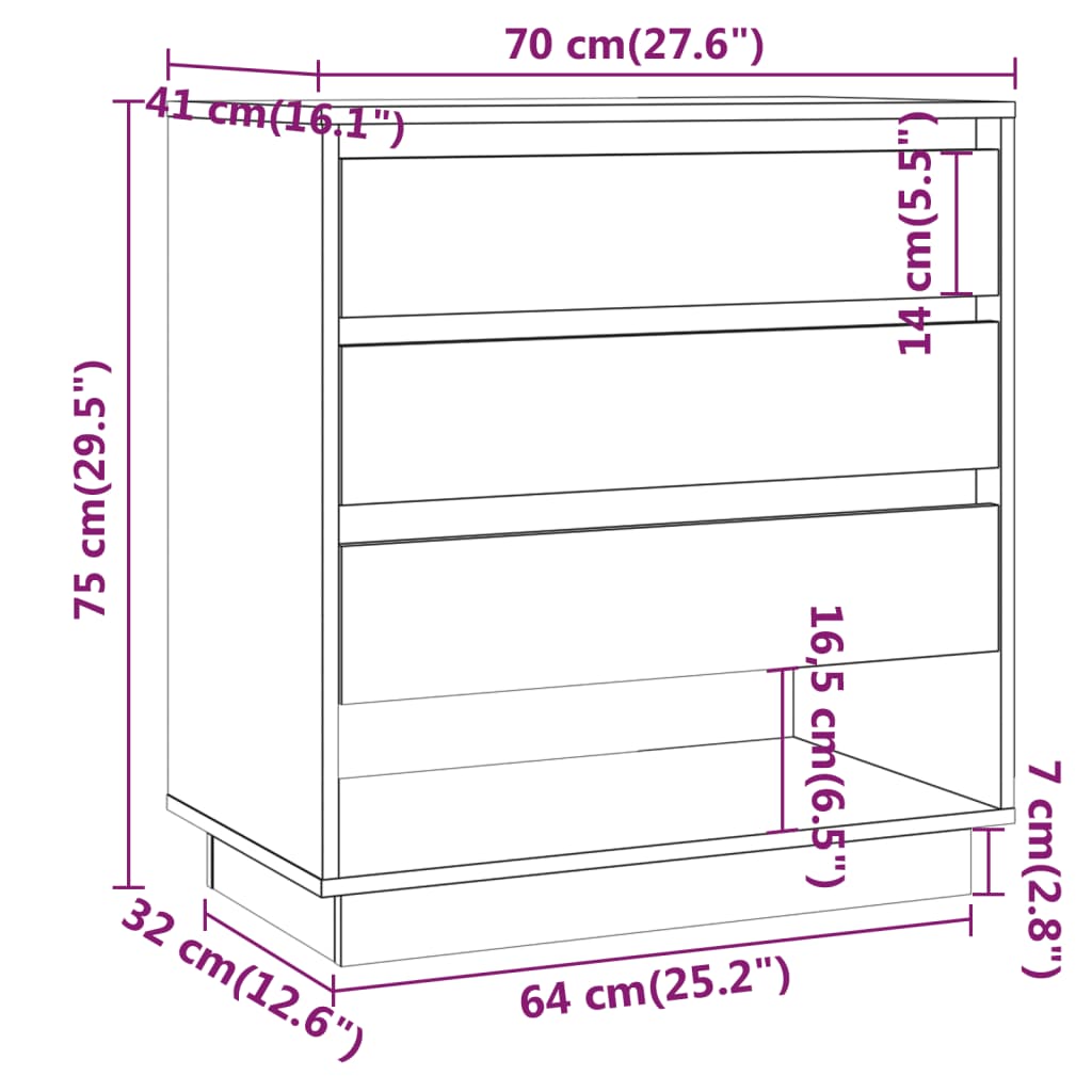 Sideboard Schwarz 70x41x75 cm Holzwerkstoff-8