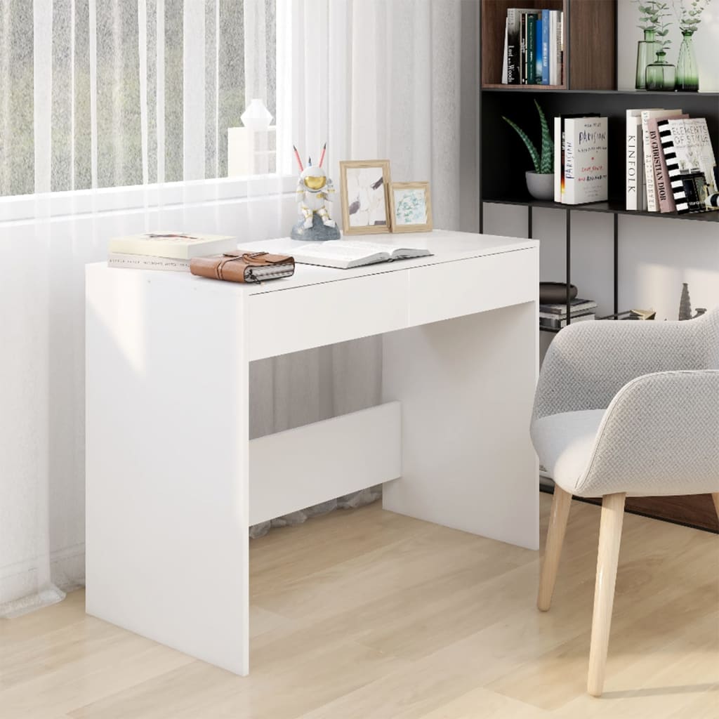 vidaXL skrivebord 101x50x76,5 cm spånplade hvid