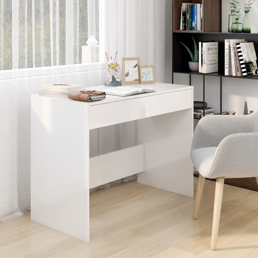 Vidaxl - vidaXL Secretária 101x50x76,5 cm branco brilhante