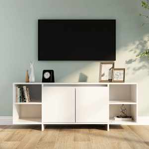 TV stolek bílý 130 x 35 x 50 cm dřevotříska - obrázek 1