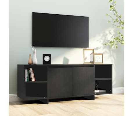 vidaXL Meuble TV Noir 130x35x50 cm Bois d'ing&eacute;nierie