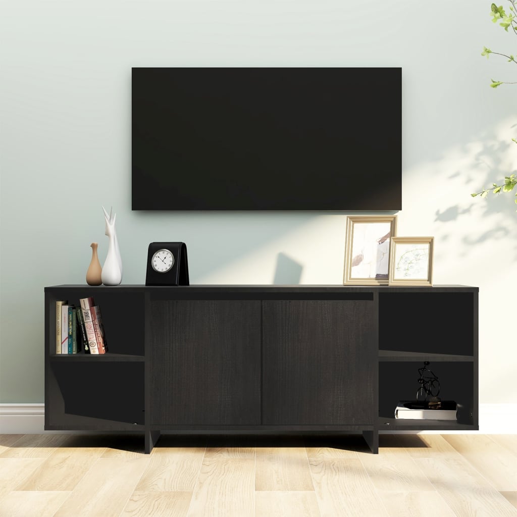 vidaXL Szafka pod TV, czarna, 130x35x50 cm, materia drewnopochodny