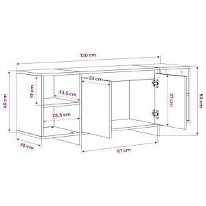 TV stolek betonově šedý 130 x 35 x 50 cm dřevotříska - obrázek 8