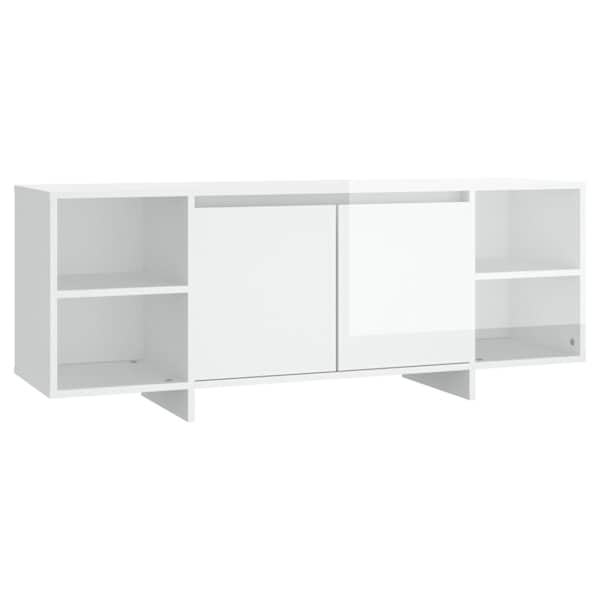 vidaXL telerikapp, k&otilde;rgl&auml;ikega valge, 130 x 35 x 50 cm, puitlaastplaat