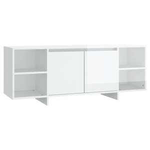 TV stolek bílý s vysokým leskem 130 x 35 x 50 cm dřevotříska - obrázek 2