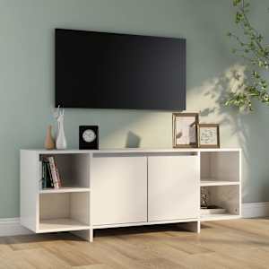 TV stolek bílý s vysokým leskem 130 x 35 x 50 cm dřevotříska - obrázek 3