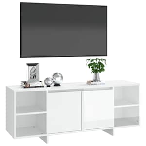 TV stolek bílý s vysokým leskem 130 x 35 x 50 cm dřevotříska - obrázek 4