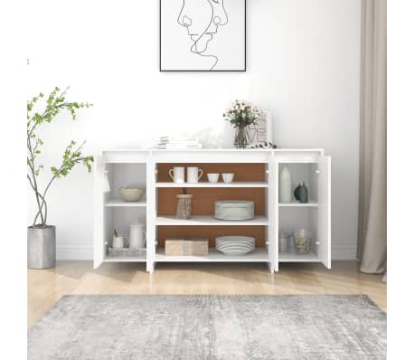 vidaXL Skenkur Hv&iacute;tur 135x41x75 cm Samsettur Vi&eth;ur