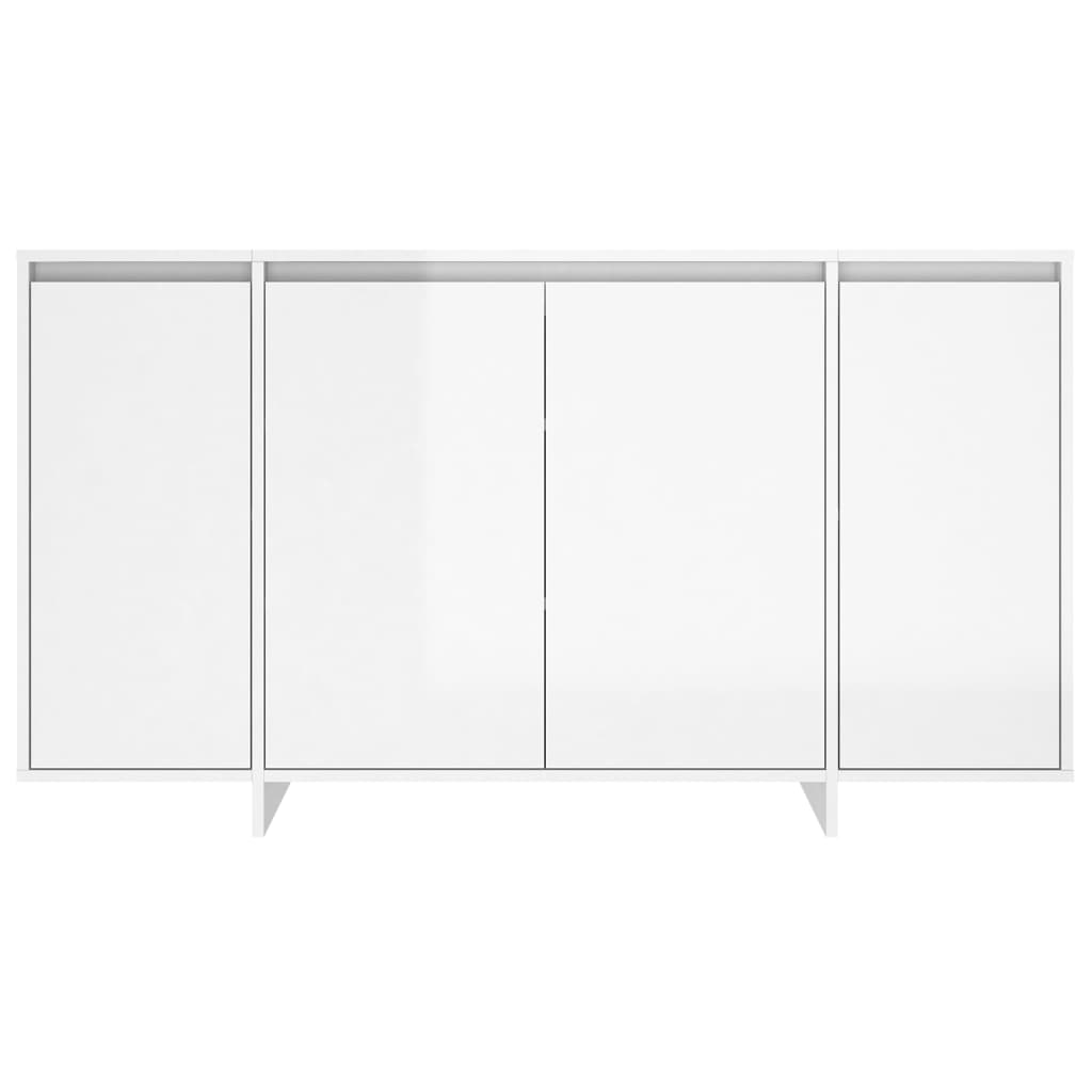 magasfényű fehér forgácslap tálalószekrény 135 x 41 x 75 cm