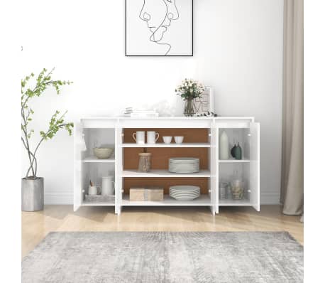 vidaXL Servantă, alb extralucios, 135x41x75 cm, PAL