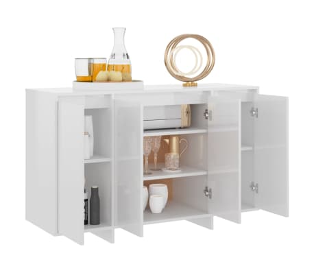 vidaXL kumode, spīdīgi balta, 120x41x75 cm, inženierijas koks