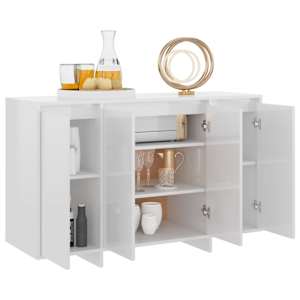 vidaXL kumode, spīdīgi balta, 120x41x75 cm, inženierijas koks