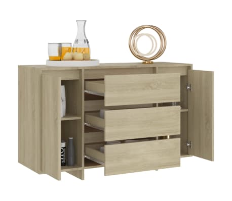 vidaXL Sideboard 3 Schubladen Sonoma-Eiche 120x41x75 cm Holzwerkstoff