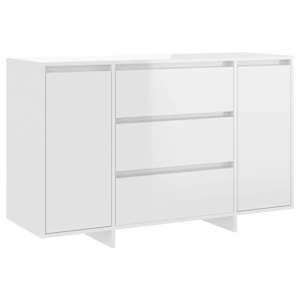 Příborník se 3 zásuvkami bílý vysoký lesk 120x41x75 cm kompozit - obrázek 2
