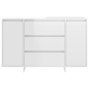 Příborník se 3 zásuvkami bílý vysoký lesk 120x41x75 cm kompozit - obrázek 5