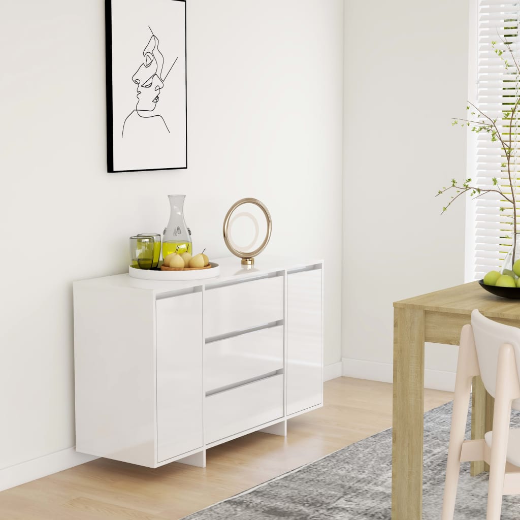 vidaXL Komoda z 3 szufladami, bia�a, z po�yskiem, 120x41x75 cm