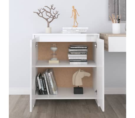 vidaXL Skjenk høyglans hvit 70x41x75 cm konstruert tre