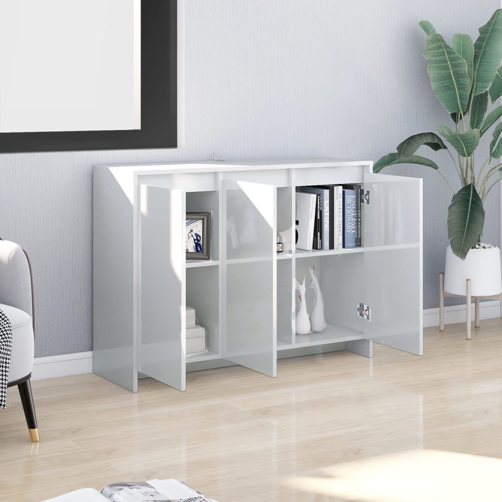 vidaXL Sideboard High Gloss White 102x33x75 cm Engineered Wood