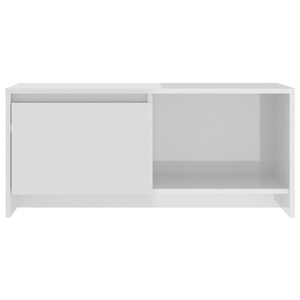 Magasfényű fehér forgácslap TV-szekrény 90 x 35 x 40 cm 