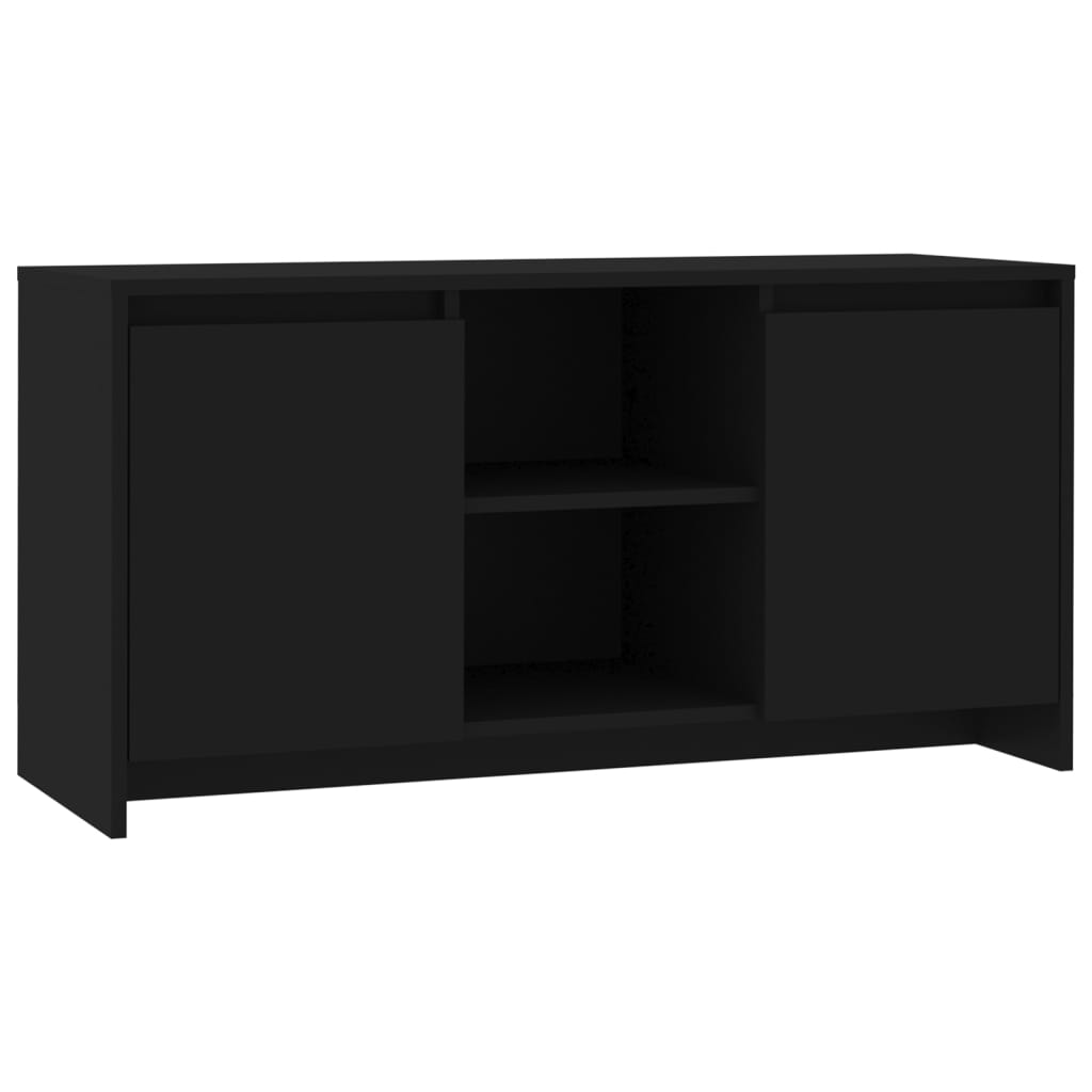 Fekete forgácslap TV-szekrény 102 x 37,5 x 52,5 cm 