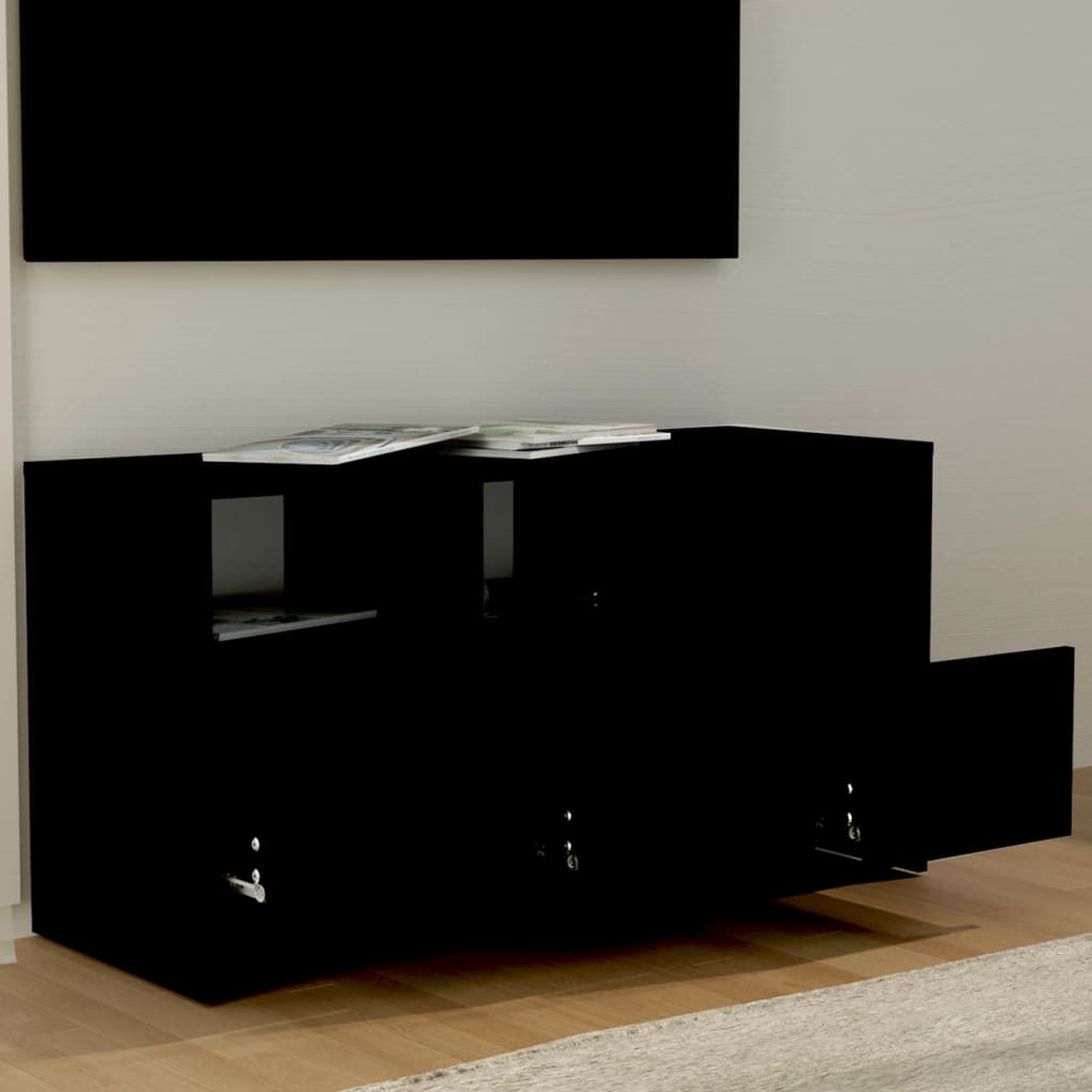 Meuble TV Noir 102×37,5×52,5 cm Aggloméré | meublestv.fr 4
