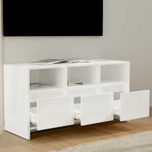 TV skříňka bílá s vysokým leskem 102x37,5x52,5 cm dřevotříska - obrázek 3