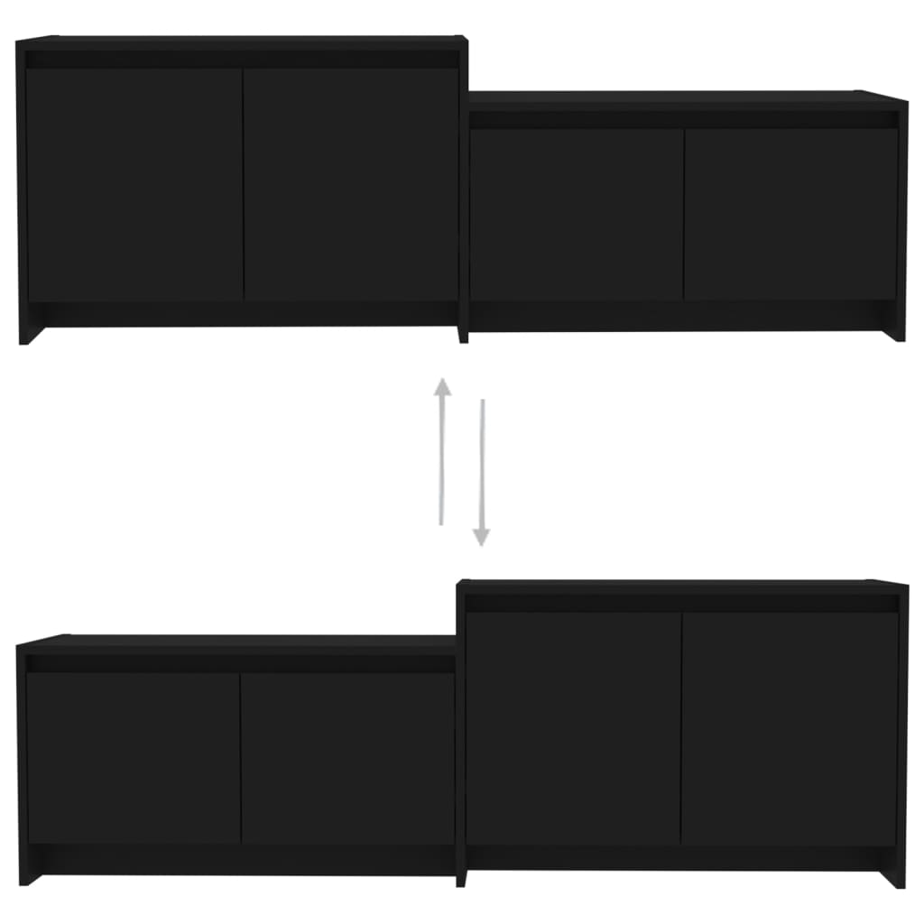 Fekete forgácslap TV-szekrény 146,5 x 35 x 50 cm 