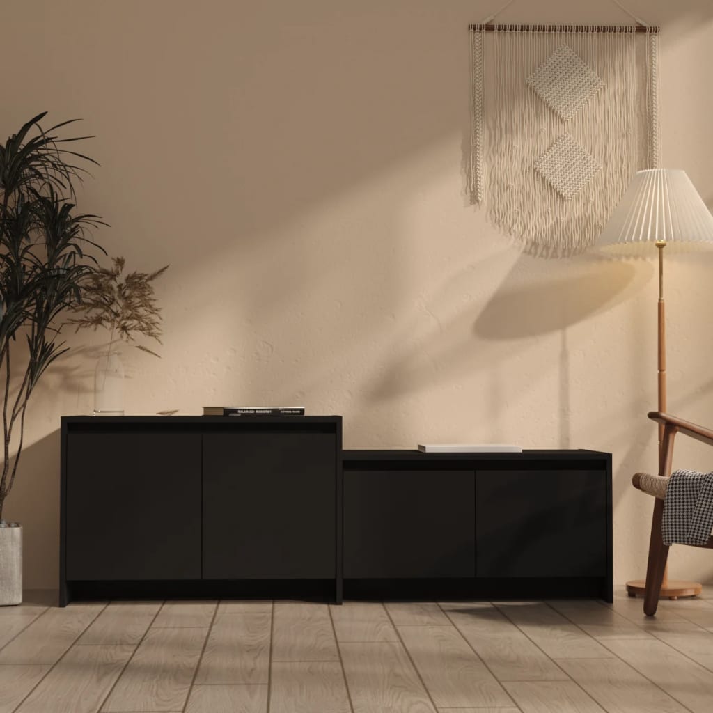 vidaXL Szafka pod TV, czarna, 146,5x35x50 cm, materia drewnopochodny