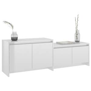 TV skříňka bílá vysoký lesk 146,5 x 35 x 50 cm kompozitní dřevo - obrázek 4