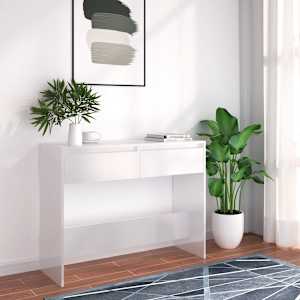 Konzolna mizica bela 100x35x76,5 cm iverna plošča