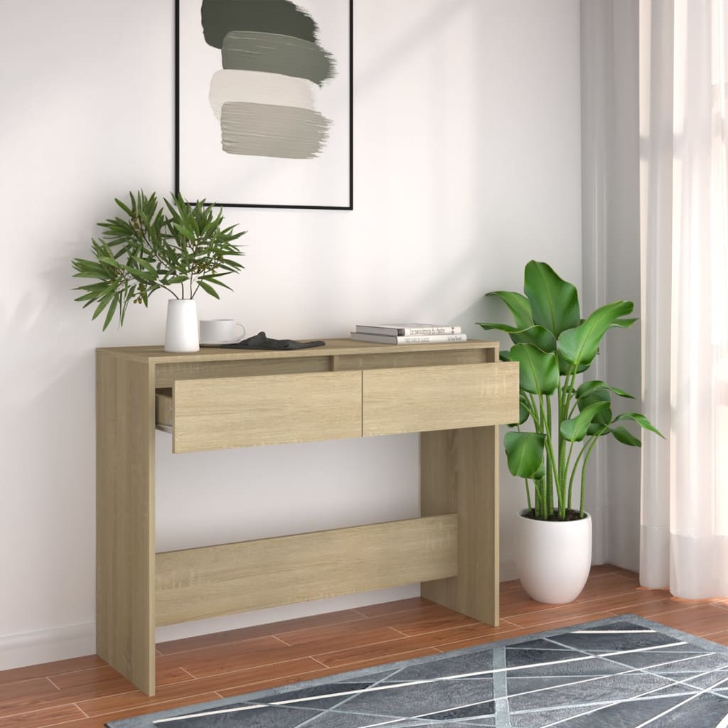 vidaXL Stolik konsolowy, d�b sonoma, 100x35x76,5 cm
